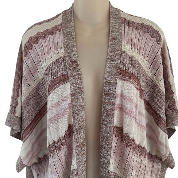 Chico’s Textured Shine Stripe Ruana Wrap Striped Open-Front Cardigan size S/M - Picture 5 of 13